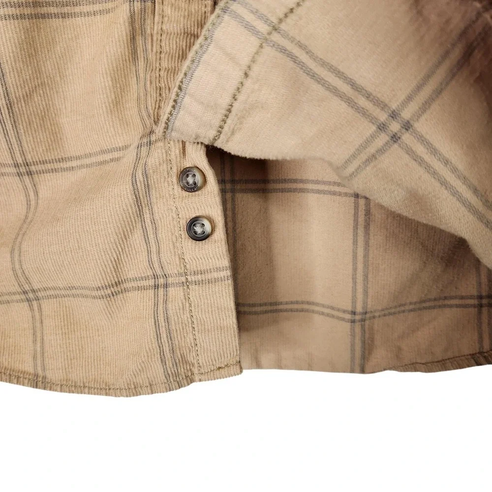 MAYORAL Shirt Boys 6 Beige Plaid Corduroy Button Front Long Sleeve Top Casual‎